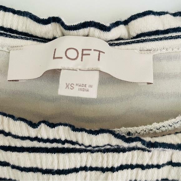 Loft Nautical Stripe Oversized Short Sleeve Crew Neck Shift Dress - Picture 3 of 8